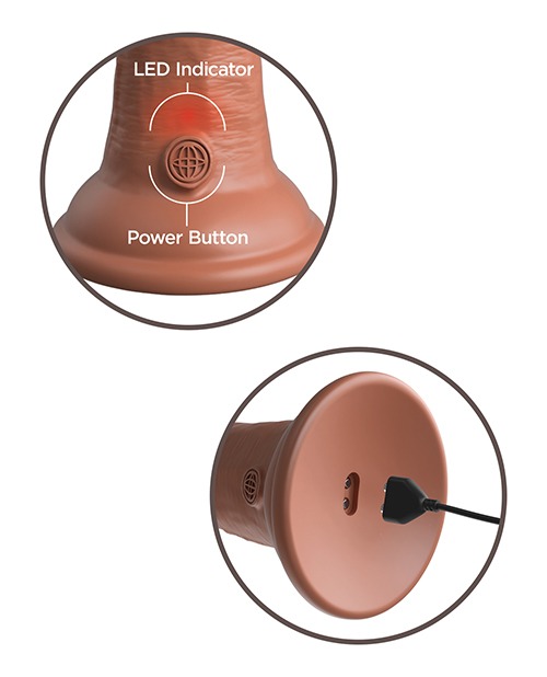 King Cock Elite 8" Dual Density Vibrating Silicone Cock - Tan - Image 6
