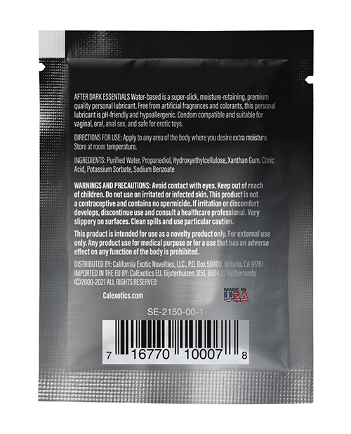 After Dark Essentials Water Based Personal Lubricant Sachet - .08 oz - Image 2