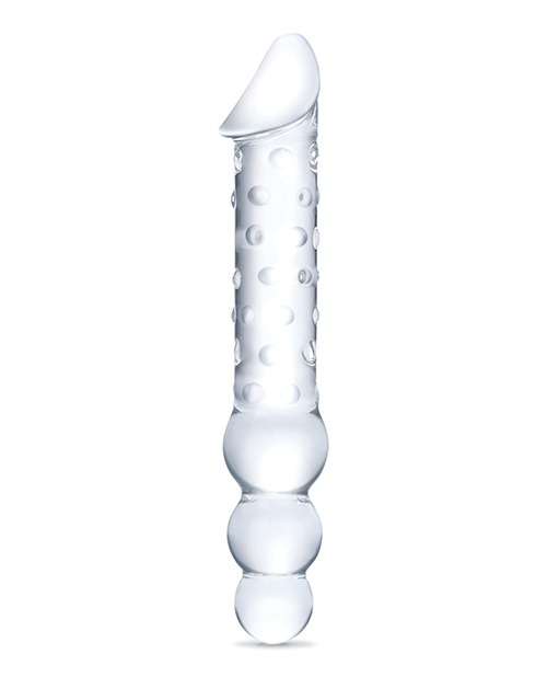 Glas 12" Double Ended Glass Dildo w/Anal Beads - Clear - Image 2