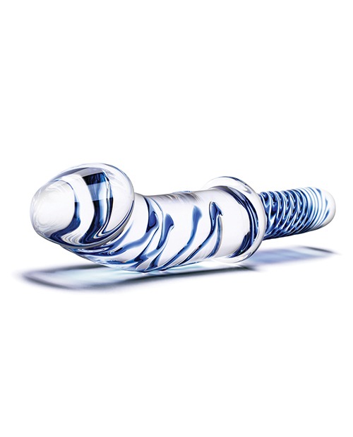 Glas 11" Realistic Double Ended Glass Dildo w/Handle - Blue - Image 3