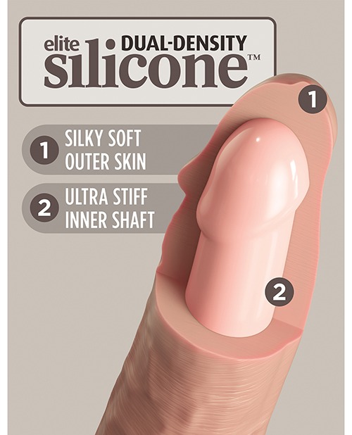 King Cock Elite 7" Dual Density Vibrating Silicone Cock w/Remote - Light - Image 5