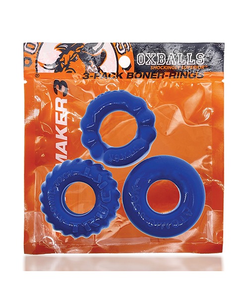Oxballs Bonemaker 3 Pack Cockring Kit - Pool blue - Image 5
