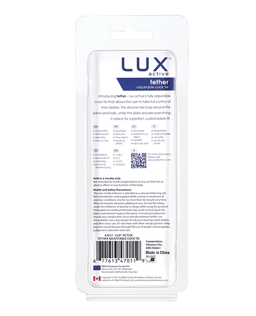 Lux Active Tether Adjustable Cock Tie - Black - Image 2