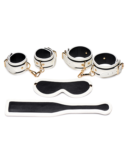 Master Series Kink in the Dark Glowing Cuffs & Blindfold & Paddle Set - Image 2