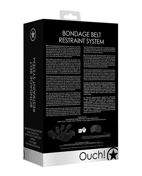 Shots Ouch Bondage Belt Restraint System - Black - Image 2
