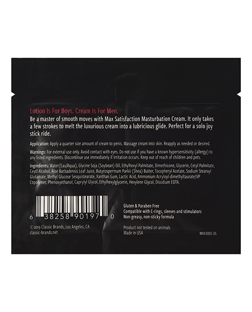 Max Satisfaction Masturbation Cream Foil - 6 ml Pack of 24 - Image 2