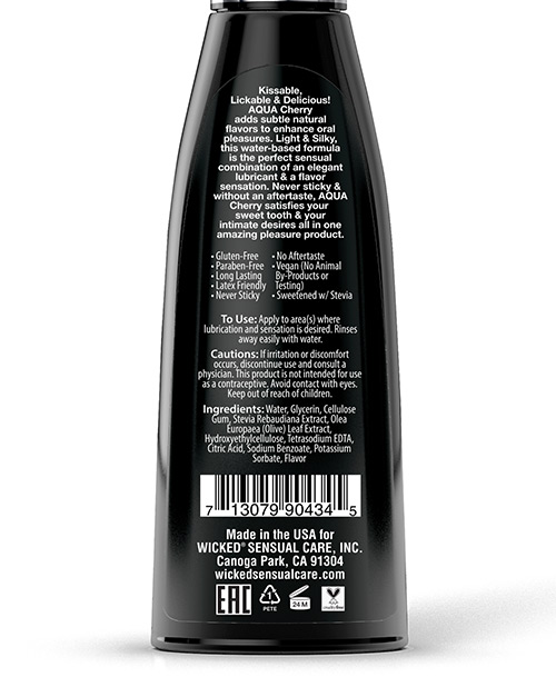 Wicked Sensual Care Aqua Water Based Lubricant - 4 oz Cherry - Image 2