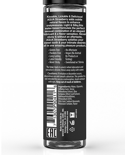 Wicked Sensual Care Aqua Water Based Lubricant - 1 oz Strawberry - Image 2