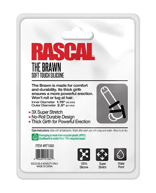 Rascal The Brawn Silicone Cock Ring - Black - Image 5