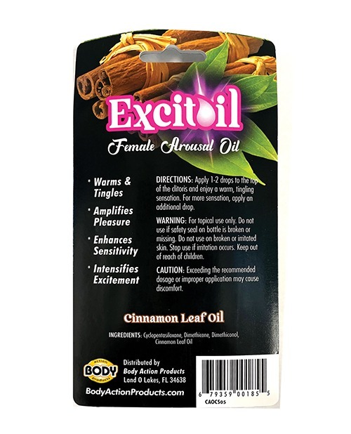 Body Action Excitoil Cinnamon Arousal Oil - .5 oz Bottle Carded - Image 3