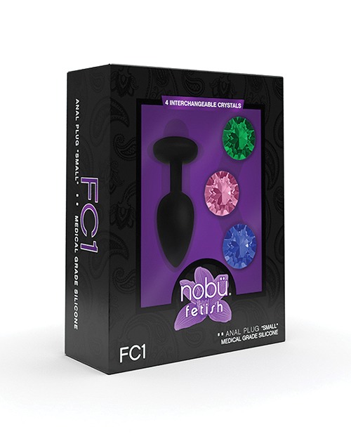 Nobu Fetish Small Silicone Plug w/Jewels - Black - Image 4