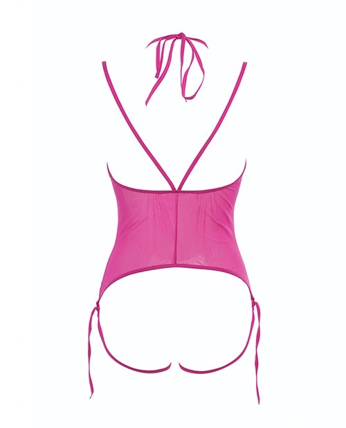 Allure Angelina Sheer Mesh Under Bust Teddy Hot Pink S/M - Image 5