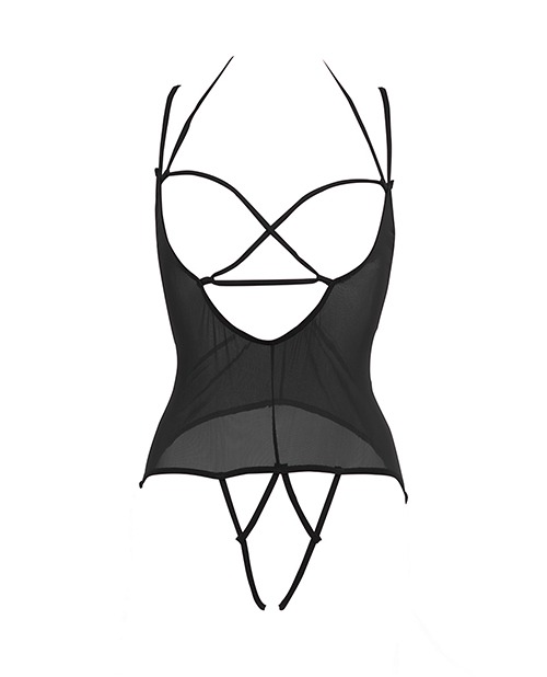 Allure Angelina Sheer Mesh Under Bust Teddy Black S/M - Image 4