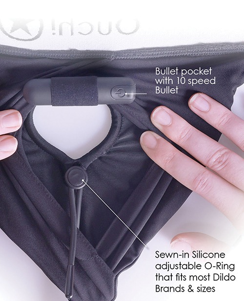 Shots Ouch Vibrating Strap On Brief - Black M/L - Image 5