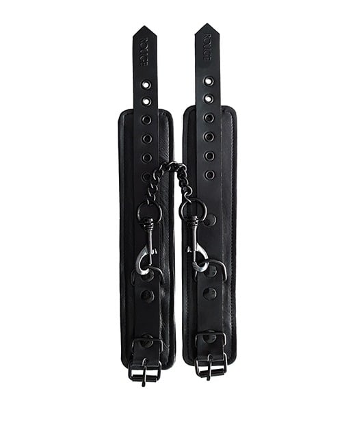 Rouge Leather Ankle Cuffs - Black with Black - Image 2