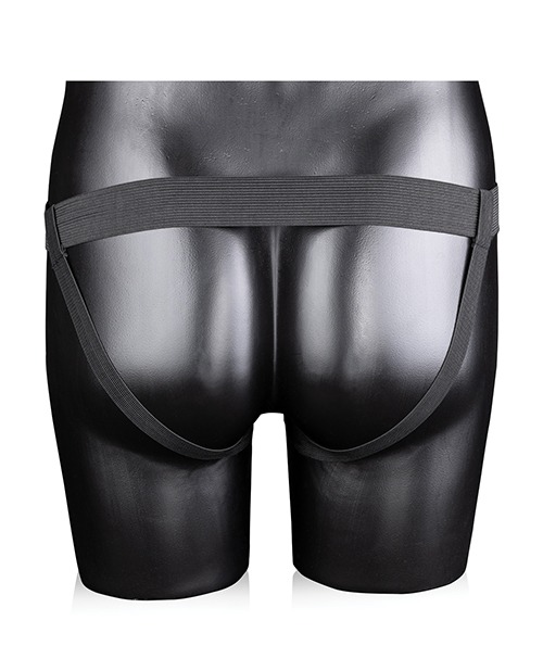 Shots Ouch 8" Ribbed Hollow Strap On w/Balls - Black - Image 3