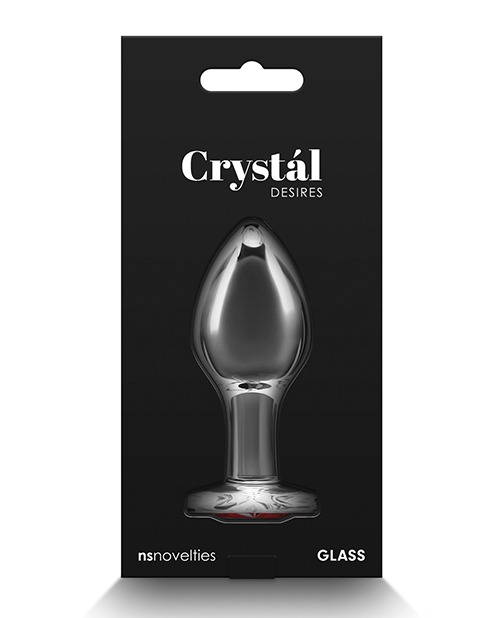 Crystal Desires Glass Heart Gem Butt Plug Medium - Red - Image 2