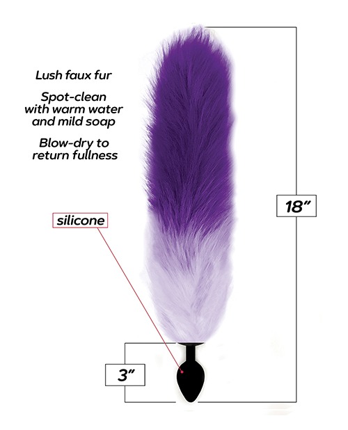 Foxy Fox Tail Silicone Butt Plug - Purple Gradient - Image 2
