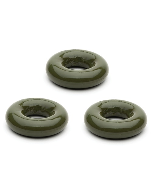 Sport Fucker Chubby Cockring Pack of 3 - Army Green - Image 4