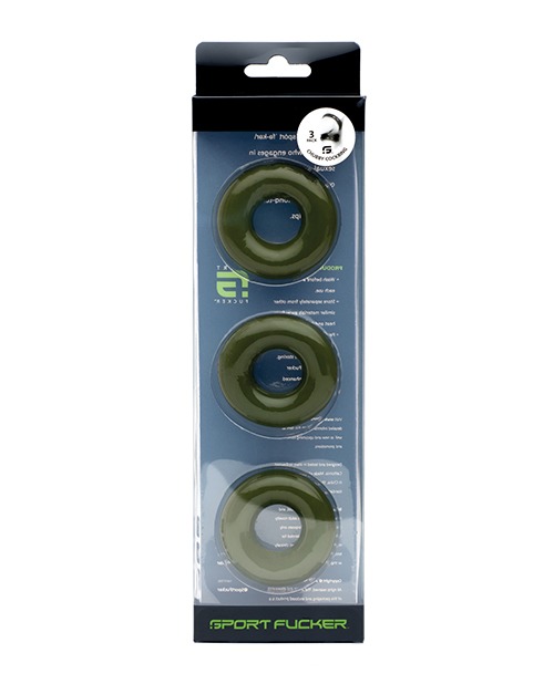 Sport Fucker Chubby Cockring Pack of 3 - Army Green - Image 2