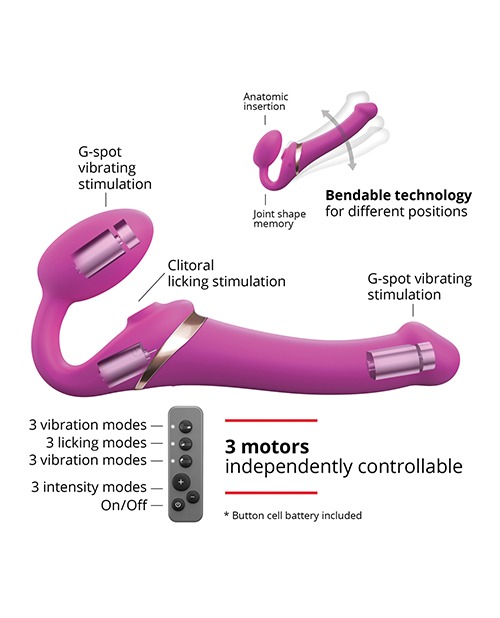Strap on Me Multi Orgasm Bendable Strapless Strap on Small - Fuchsia - Image 3