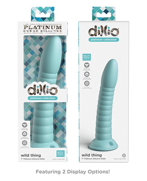 Dillio Platinum 7" Wild Thing Silicone Dildo - Teal - Image 5