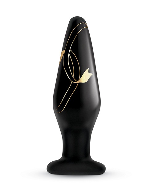 Secret Kisses 4.5" Handblown Glass Plug - Black/Gold - Image 2