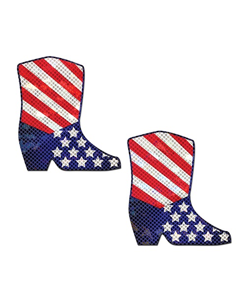 Pastease Premium Sparkling Stars & Strips USA Cowboy Boot - Red/White/Blue O/S - Image 2