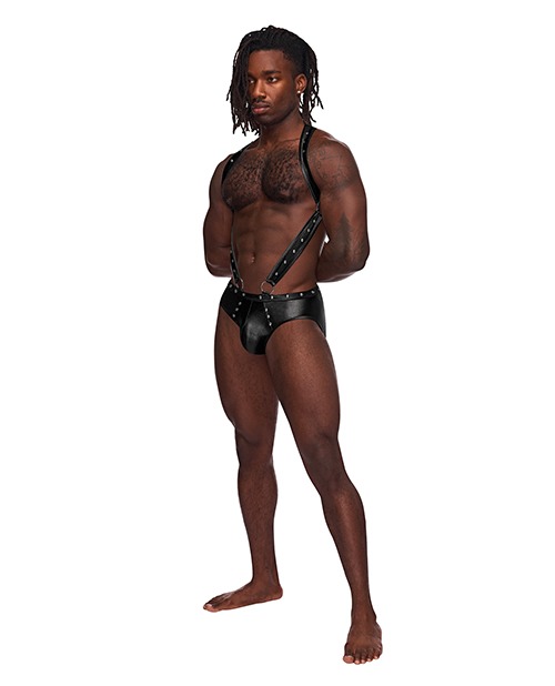 Fetish Uranus Nylon Spandex Moonshine Harness Brief Black S/M - Image 2