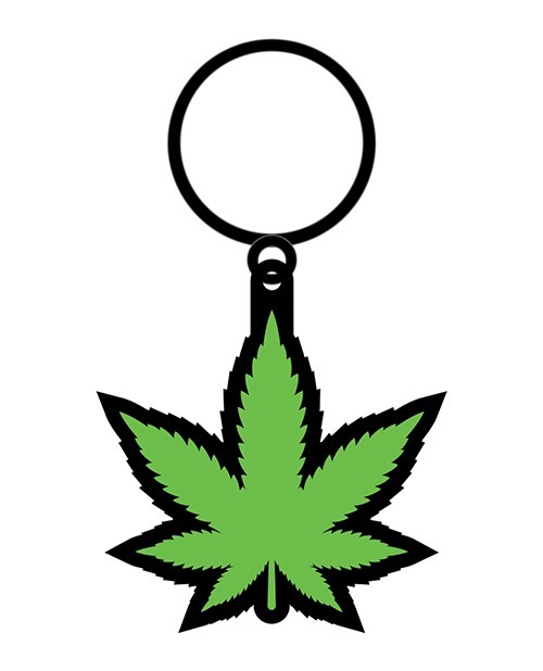 Wood Rocket Weed Pot Leaf Keychain - Green - Image 2