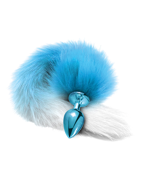 Nixie Metal Butt Plug w/Faux Fur Tail - Blue Metallic - Image 3