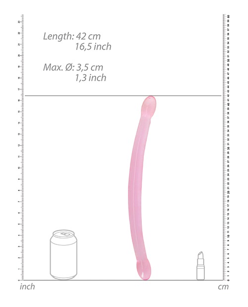 Shots RealRock Crystal Clear 17" Double Dildo - Pink - Image 4