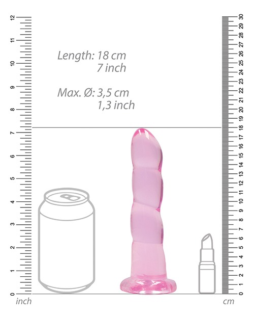 Shots RealRock Crystal Clear Non Realistic 7" Dildo - Pink - Image 5