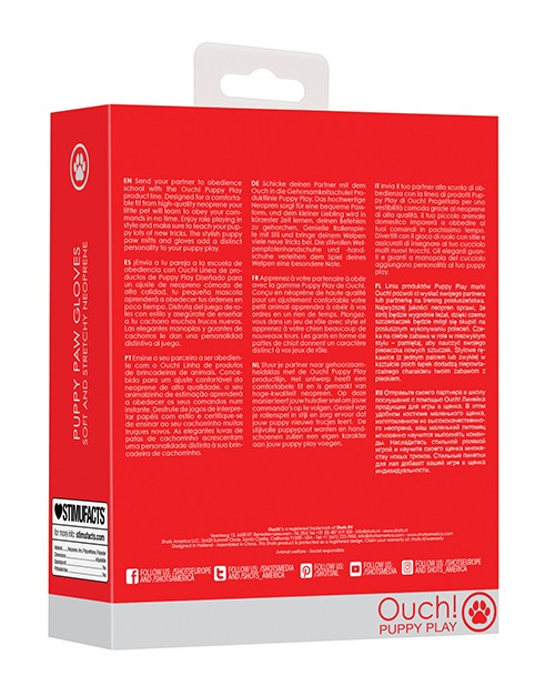 Shots Ouch Puppy Play Paw Cut-Out Gloves - Red - Image 2