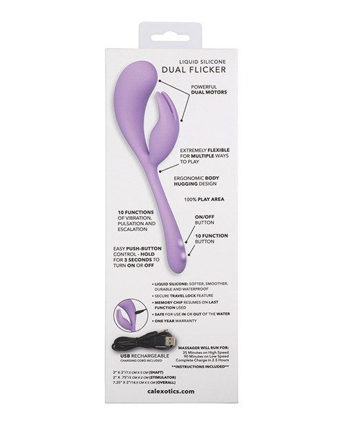 Elle Liquid Silicone Dual Flicker - Purple - Image 2