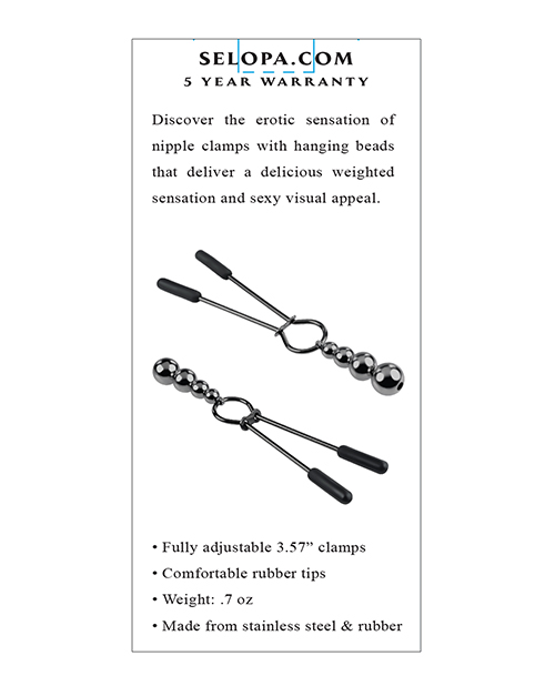 Selopa Beaded Nipple Clamps - Black Chrome - Image 5