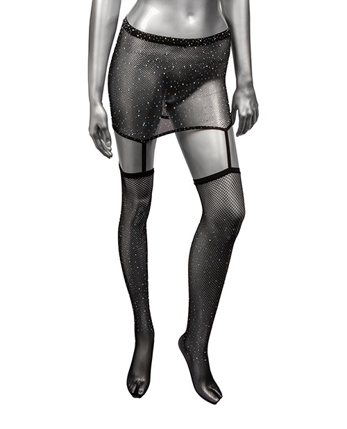 Radiance One Piece Garter Skirt w/Thigh Highs - Black O/S - Image 2