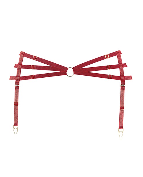 Adore Femme Fatale Waist Harness w/Detachable Garters Red O/S - Image 4