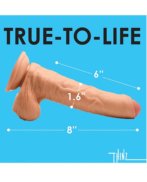 Curve Toys Thinz 8" Uncut Dildo w/Balls - Light - Image 5