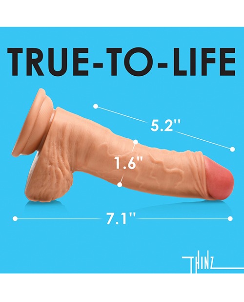 Curve Toys Thinz 7" Uncut Dildo w/Balls - Light - Image 5