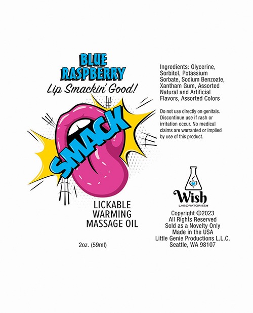 Smack Warming Massage Oil - 2oz Blue Raspberry - Image 2