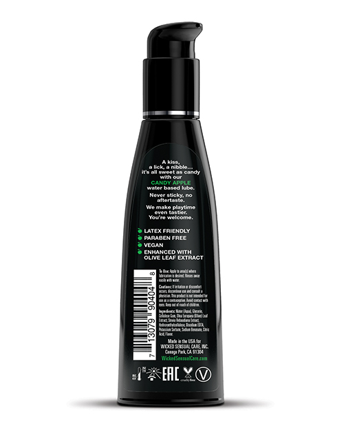 Wicked Sensual Care Aqua Water Based Lubricant - 4 oz Candy Apple - Image 2