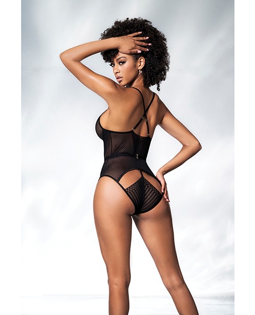 Mesh Cut Out Strappy Bodysuit Black L/XL - Image 2