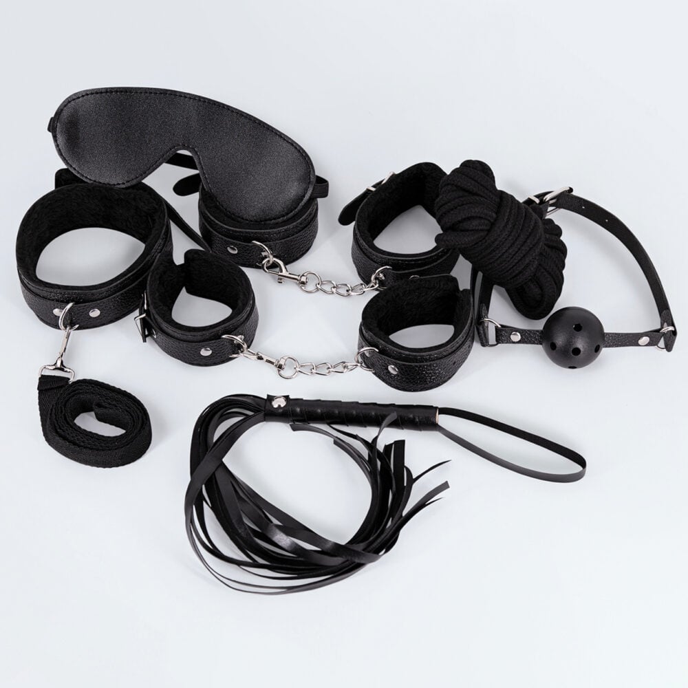 Lust PU Leather 7 Pack Lite Bondage Set - Black