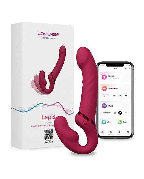 Lovense Lapis Vibrating Strapless Strap On - Pink - Image 5