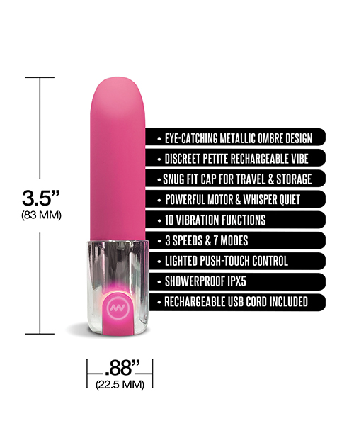 Nixie Smooch Rechargeable Lipstick Vibrator - Pink Ombre - Image 5