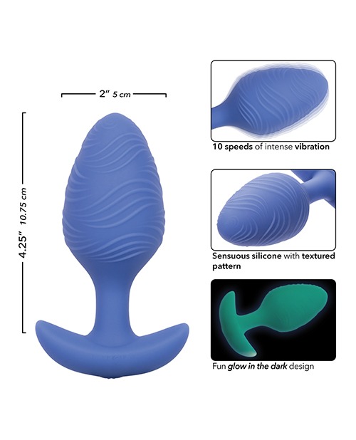 Cheeky Glow in the Dark Vibrating Butt Plug - Large Blue - Image 4