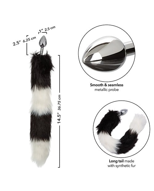 Running Wild Black & White Tail Metallic Anal Probe - Image 3
