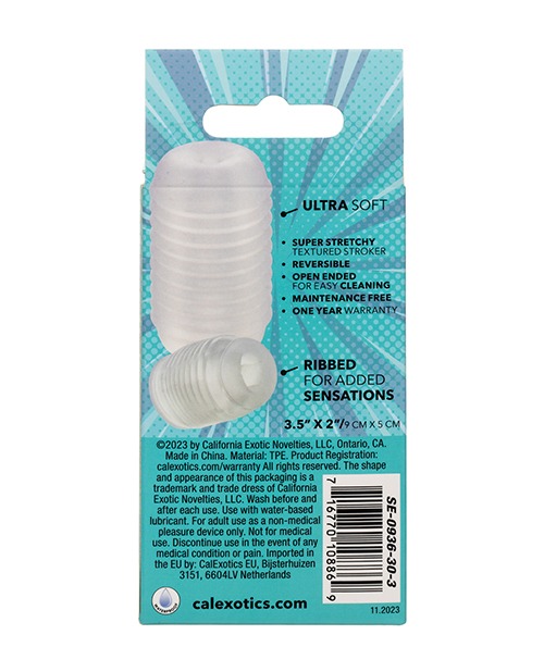 Pop Sock Ribbed Masturbator - Clear - Image 4