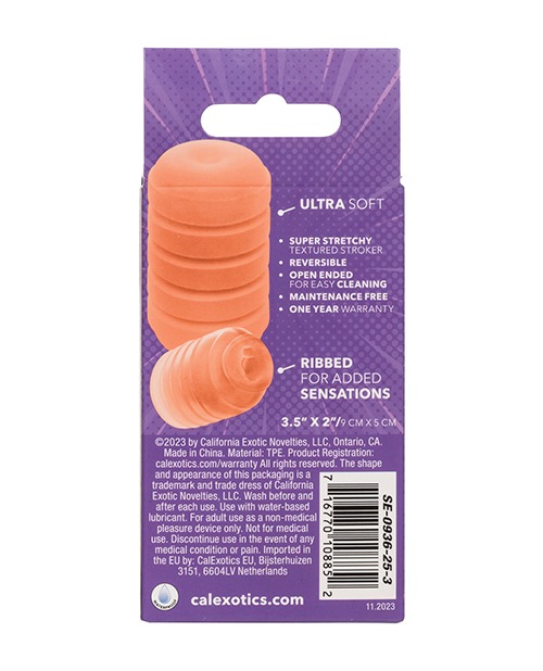 Pop Sock Ribbed Masturbator - Orange - Image 4